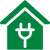 Icon of a house with an electrical plug superimposed on its front, representing electricity