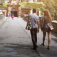 Daytime view of students walking on a college campus in Scotland
